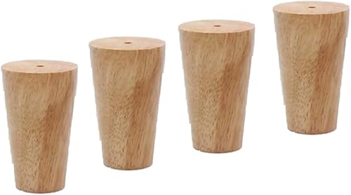 Robuste Tischbeine für Möbel, Massivholz, Möbelfüße, DIY, polierte Sofabeine, Stützbeine mit runder Schraube, Ersatz-Badezimmerschrank, Esstischbeine (4 Stück) (Holzfarbe 12 cm) von SnamicE