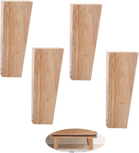 Robuste Tischbeine für Möbel, Möbelbeine aus Gummibaumholz, Küchenfüße, Sofafüße, Schrankbeine, quadratisch, Tischbeine aus Holz, für Sofa, Stuhl, Tisch, Schrank, Holzfarbe, 4 Stück/12 cm (Null 12 (1 von SnamicE