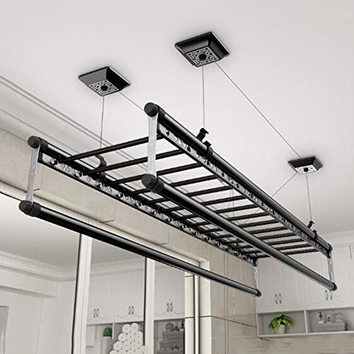 SnamicE 150 cm Deckentrockner-Trockenständer aus Aluminiumlegierung, 4-Stangen-Haushalts-Wäscheständer mit Riemenscheibe, platzsparende Lösung zum Trocknen von Kleidung, F,Black Color SnamicE 150 cm Deckentrockner-Trockenständer aus Aluminiumlegierung, 4-Stangen-Haushalts-Wäscheständer mit Riemenscheibe, platzsparende Lösung zum Trocknen von Kleidung, F,Black Color von SnamicE