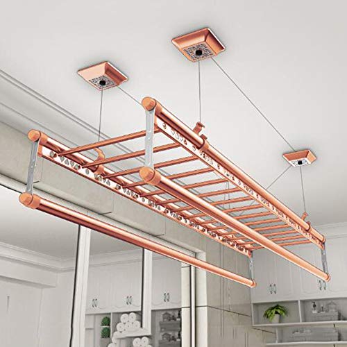 SnamicE 150 cm Deckentrockner-Trockenständer aus Aluminiumlegierung, 4-Stangen-Haushalts-Wäscheständer mit Riemenscheibe, platzsparende Lösung zum Trocknen von Kleidung, R,Rose Gold SnamicE 150 cm Deckentrockner-Trockenständer aus Aluminiumlegierung, 4-Stangen-Haushalts-Wäscheständer mit Riemenscheibe, platzsparende Lösung zum Trocknen von Kleidung, R,Rose Gold von SnamicE