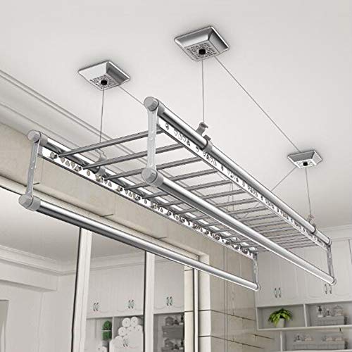 SnamicE 150 cm Deckentrockner-Trockenständer aus Aluminiumlegierung, 4-Stangen-Haushalts-Wäscheständer mit Riemenscheibe, platzsparende Lösung zum Trocknen von Kleidung, S,Silver Color SnamicE 150 cm Deckentrockner-Trockenständer aus Aluminiumlegierung, 4-Stangen-Haushalts-Wäscheständer mit Riemenscheibe, platzsparende Lösung zum Trocknen von Kleidung, S,Silver Color von SnamicE