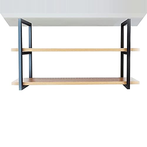 SnamicE 2-stöckiges, modernes, rustikales schwebendes Regal, hängendes Holzregal für Präsentation, Bücher, Aufbewahrung und Dekoration, schwarzes Küchenregal mit quadratischem Rohr (60 x 30 x 80 cm) von SnamicE
