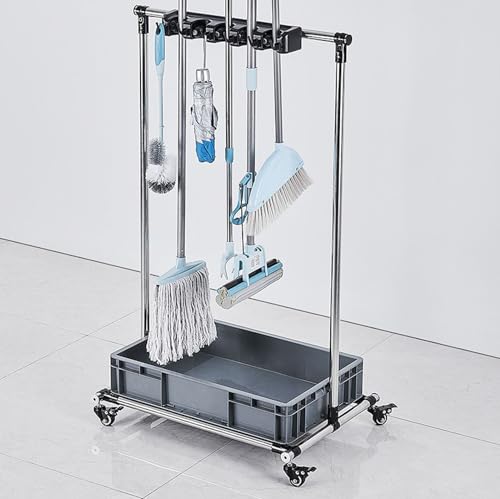 SnamicE Beweglicher Bodenwischerhalter, Besenwischerhalter, Lagerregal, Reinigungswerkzeuge, 360°-Räder, Design, PP-Auffangbecken, professionell, 5 Ziehen, 6 Haken,5 Drag 6 Hook SnamicE Beweglicher Bodenwischerhalter, Besenwischerhalter, Lagerregal, Reinigungswerkzeuge, 360°-Räder, Design, PP-Auffangbecken, professionell, 5 Ziehen, 6 Haken,5 Drag 6 Hook von SnamicE