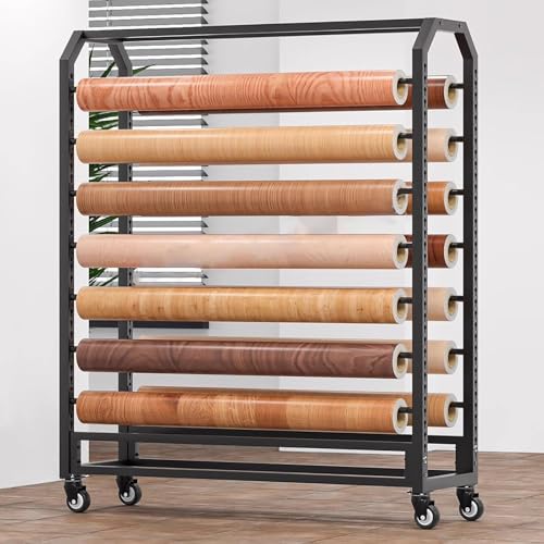SnamicE Bewegliches Rollenmuster-Präsentationsregal, verstellbare kommerzielle Metall-Lagerregale für Vinylrollen/Auto-Farbwechselfolie/Wrapper/Fensterfolie/Holzmaserungs-,175cm-14 rods SnamicE Bewegliches Rollenmuster-Präsentationsregal, verstellbare kommerzielle Metall-Lagerregale für Vinylrollen/Auto-Farbwechselfolie/Wrapper/Fensterfolie/Holzmaserungs-,175cm-14 rods von SnamicE