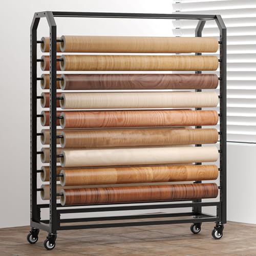 SnamicE Bewegliches Rollenmuster-Präsentationsregal, verstellbare kommerzielle Metall-Lagerregale für Vinylrollen/Auto-Farbwechselfolie/Wrapper/Fensterfolie/Holzmaserungs-,175cm-18 rods von SnamicE