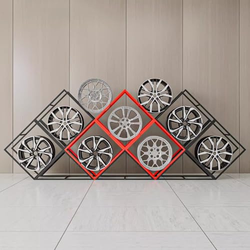 SnamicE Bodenstehendes Felgenreifenregal, Reifenregal-Wanddisplayregal für Werkstatt/Lager/Reparaturwerkstatt, Lagerregal für Felgenradgewichte von Reifengeschäften,7+3,7+3 von SnamicE