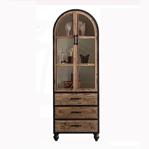 SnamicE Buffetschrank Massivholz Sideboard Retro Teeschrank Regal Homestay Wohnzimmer Dekoschrank Multifunktionsspind Schmiedeeisen Schrank Buffet Sideboard von SnamicE
