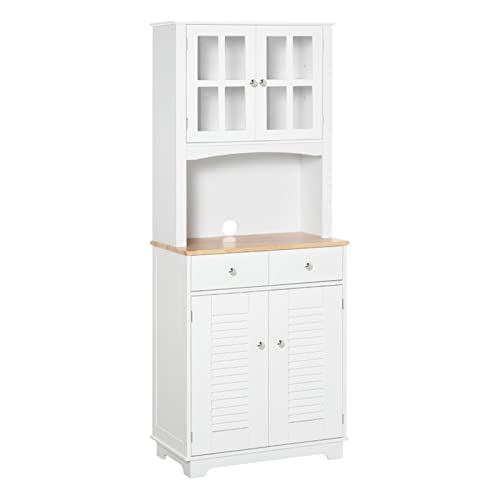 SnamicE Buffetschrank Nordic Minimalist Sideboard Küchenhelfer Schrank mit 2 Türen, 2 Schubladen und offenen Ablagen für Mikrowelle Besteck Buffet Sideboard von SnamicE