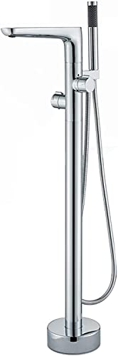 SnamicE Freistehender Badewannenhahn, bodenstehend, Badewannenhahn aus Messing mit Handbrause, Heiß- und Kaltwasser-Doppeldrehschalter, 360° schwenkbarer Auslauf, Chrom, Chrom,Chrome SnamicE Freistehender Badewannenhahn, bodenstehend, Badewannenhahn aus Messing mit Handbrause, Heiß- und Kaltwasser-Doppeldrehschalter, 360° schwenkbarer Auslauf, Chrom, Chrom,Chrome von SnamicE