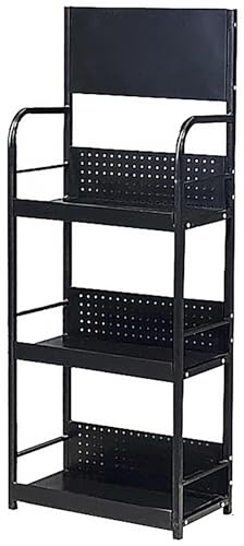 SnamicE Freistehendes Snack-Organizer-Regal, 3/4/5-lagiger Gewürz- und Getränkeständer für Supermärkte/Convenience Stores, Metall-Eisenrahmen,Black-3 Layer/55x30x140cm,Black-3 Layer/55x30x140cm von SnamicE