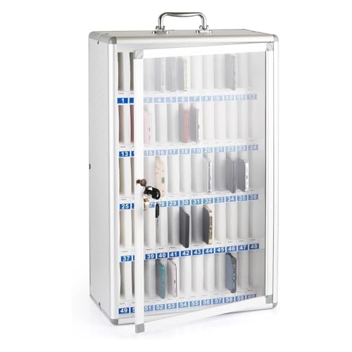 SnamicE Handy-Aufbewahrungsbox - 12-60 Steckplätze Wandmontiertes Handy-Schließfach mit Schloss für eine saubere Schreibtischorganisation,Silver-a-60,Silver-a-60 SnamicE Handy-Aufbewahrungsbox - 12-60 Steckplätze Wandmontiertes Handy-Schließfach mit Schloss für eine saubere Schreibtischorganisation,Silver-a-60,Silver-a-60 von SnamicE