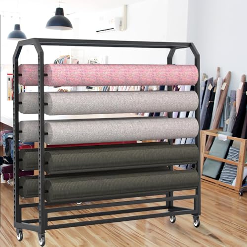 SnamicE Kommerzielles Lagerregal für Stoff-/Tapeten-/Leder-/Tischdeckenrollen, bewegliches Hochleistungs-Präsentationsregal aus Stahl, Hängeregal für Auto-Farbwechselfolie,18 Rods-175cm(68.9in) von SnamicE