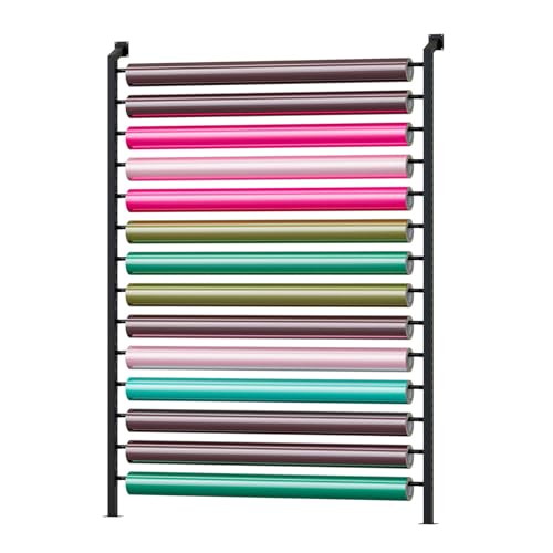 SnamicE Kommerzielles Wandregal für Vinylrollen mit 14 verstellbaren Hängestangen, Präsentationsregal für Auto-Farbwechselfolien/Fensterfolien/Tapeten/Stoffrollen, Mehrzwe, von SnamicE