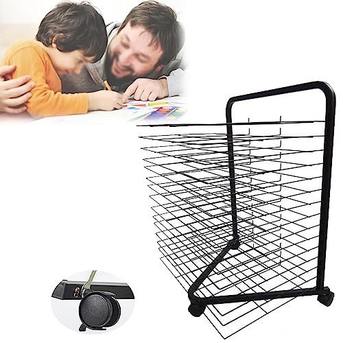 SnamicE Kunst-Trockenständer für Klassenzimmer, funktionaler mobiler Farb-Trockenständer, abnehmbare Regale, Mal-Trockenständer mit Rädern, Stapelregal, 20 Regale, 15 Rega,15shelves von SnamicE