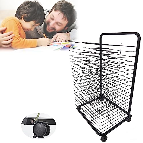 SnamicE Kunst-Trockenständer für Klassenzimmer, funktionaler mobiler Farb-Trockenständer, abnehmbare Regale, Mal-Trockenständer mit Rädern, Stapelregal, 20 Regale, 20 Rega,20shelves von SnamicE
