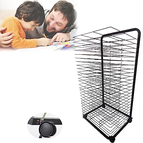 SnamicE Kunst-Trockenständer für Klassenzimmer, funktionaler mobiler Farb-Trockenständer, abnehmbare Regale, Mal-Trockenständer mit Rädern, Stapelregal, 20 Regale, 25 Rega,25shelves von SnamicE