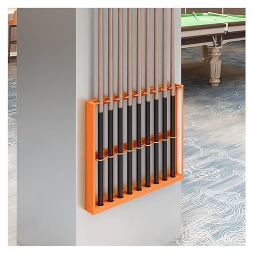 SnamicE Pool-Queue-Ständer, Wandhalterung aus Metall mit doppellagigem U-förmigem Kartenschlitz, Billardzubehör für Billardzimmer,Orange-60x6x50cm,Orange-60x6x50cm von SnamicE