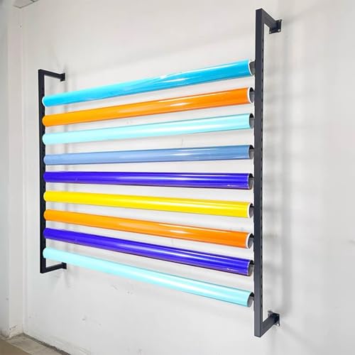 SnamicE Präsentationsständer für Auto-Farbwechselfolien/Fensterfolien für die Garagenwerkstatt, Wandhalterung für Vinylrollen, kommerzielles Metall-Wandregal mit 9 Aufhäng,70cm/27.6in von SnamicE