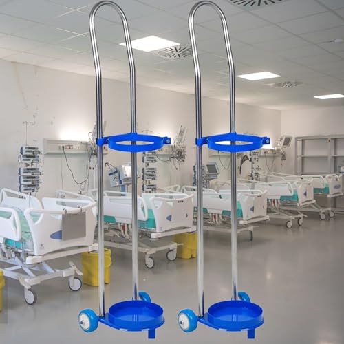SnamicE Rollender Sauerstoffflaschenwagen mit Zwei Rädern, Bodenmontage-Lagerständer für Gasflaschen, kleines Gasflaschengestell für Krankenhaus/Haushalt/Fabrik/Werkstatt,2 Pcs-H-110cm(43 2/7") von SnamicE