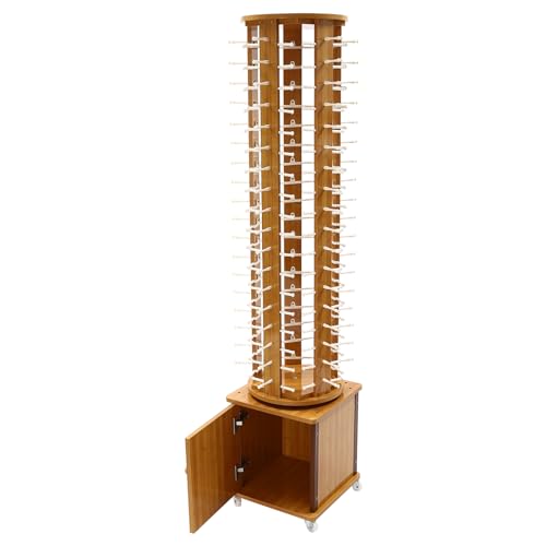 SnamicE Sonnenbrillenständer aus Holz für 108 Paar mit 4 Schwenkrädern, bodenstehender Brillenaufbewahrungs-Organizer, kommerzielles Hängeregal, Dunkelbraun,Dark Brown von SnamicE