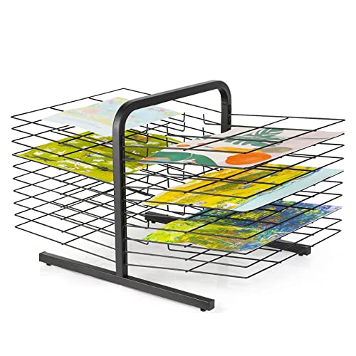 SnamicE Tisch-Kunst-Trockenständer, doppelseitiger Kunst-Trockenständer aus Metallstahl mit 20 Drahtregalen für Malerei im Klassenzimmer, Kunststudio, Heimgebrauch, von SnamicE