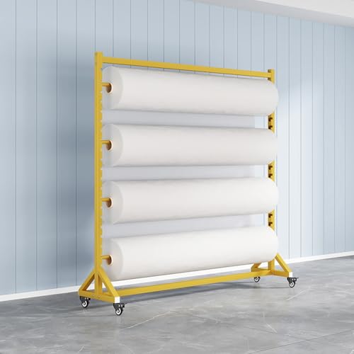 SnamicE Vinyl-Folienrollenhalter, mobiler Roll-Organizer mit Verstellbarer Aufhängestange, kommerzielles Hochleistungs-Stahl-Lagerregal für Stoffrollen/Tischdecken/Fenster,4 rods-180x45x200cm von SnamicE