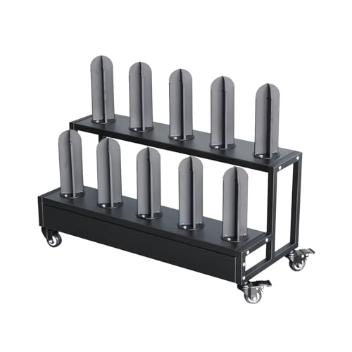 SnamicE Vinylfolienhalter, kommerzieller Rollwagen für Vinylrollen mit Rädern, robuster Metallständer für Auto-Farbwechselfolie/Autoaufkleber/Fensterfolie, 2 Ebenen – für,2 Tier - Holds 10 Rolls von SnamicE