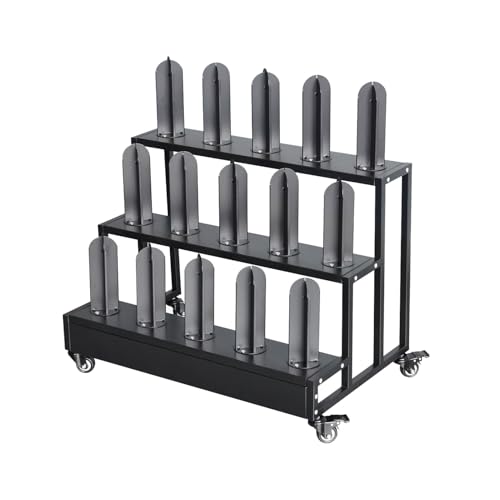 SnamicE Vinylfolienhalter, kommerzieller Rollwagen für Vinylrollen mit Rädern, robuster Metallständer für Auto-Farbwechselfolie/Autoaufkleber/Fensterfolie, 3 Ebenen – für,3 Tier - Holds 15 Rolls von SnamicE