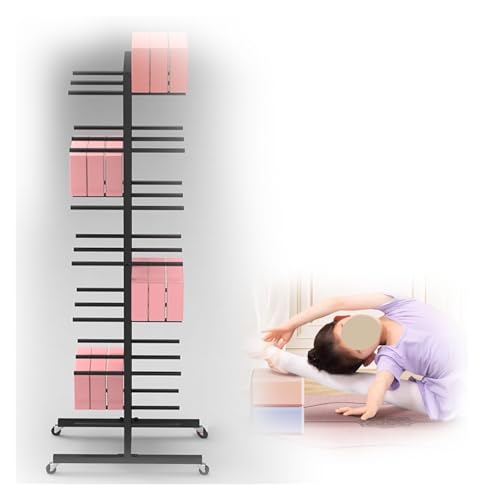 SnamicE Yoga-Block-Aufbewahrungsregal, 150 cm hoch, schwarzer Bodenständer, Yogamatten-Organizer-Wagen mit Rädern für Tanzraum/Fitnessstudio, 7-lagiger großer Yoga-Übungss, SnamicE Yoga-Block-Aufbewahrungsregal, 150 cm hoch, schwarzer Bodenständer, Yogamatten-Organizer-Wagen mit Rädern für Tanzraum/Fitnessstudio, 7-lagiger großer Yoga-Übungss, von SnamicE