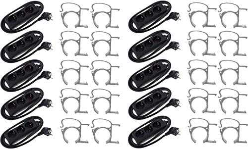 20 x THE SNAP Traversenklammer Grau/Silbergrau mit Steckdosenhalter + 10 x 3-fach Schuko Steckdosenleiste (20x SNAP Grau + 10x 3-fach Leiste) von SNAP