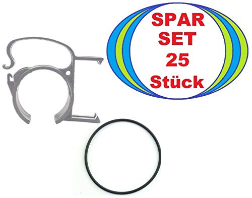 25 x THE SNAP Traversenklammer Grau/Silbergrau mit Steckdosenhalter incl. Gummiring (25x SNAP Grau + 25x O-Ring) von Snap