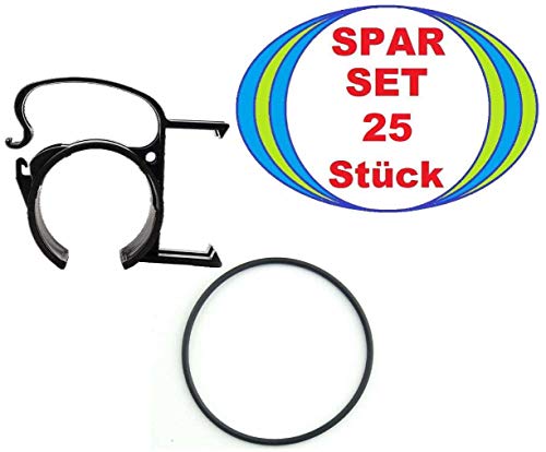 25 x THE SNAP Traversenklammer Schwarz mit Steckdosenhalter incl. Gummiring (25x SNAP Schwarz + 25x O-Ring) von SNAP