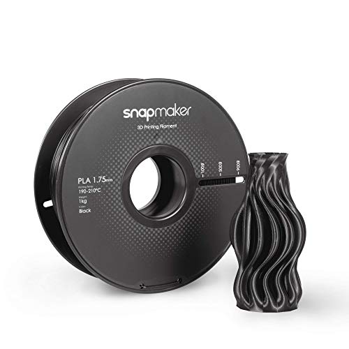 Snapmaker PLA 3D-Drucker Filament 1,75 mm, 1 kg Spule (2,2 lbs) - Maßhaltigkeit +/- 0,03 mm, passend für die meisten FDM-Drucker (Schwarz) von Snapmaker