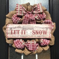 Let It Snow Wreath; Weihnachtskranz Weihnachtskranz Mit Rustikalem Holz "Let It Snow" Schild, Winterkranz Let It Snow Wreath; Weihnachtskranz Weihnachtskranz Mit Rustikalem Holz "Let It Snow" Schild, Winterkranz von SnappyPea