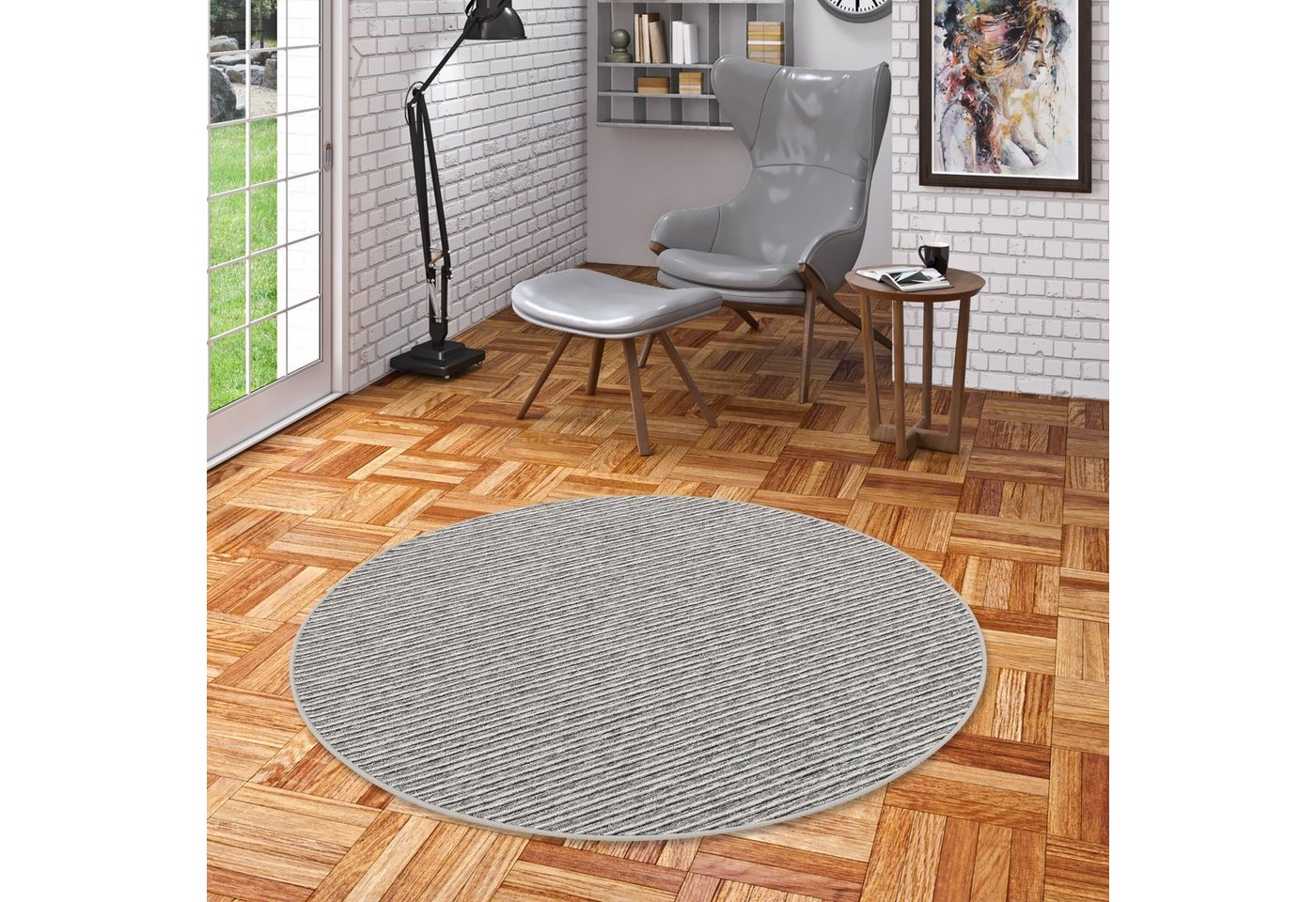 Snapstyle Designteppich Streifenberber Teppich Marta Rund, Rund, Höhe: 6 mm Snapstyle Designteppich Streifenberber Teppich Marta Rund, Rund, Höhe: 6 mm von Snapstyle