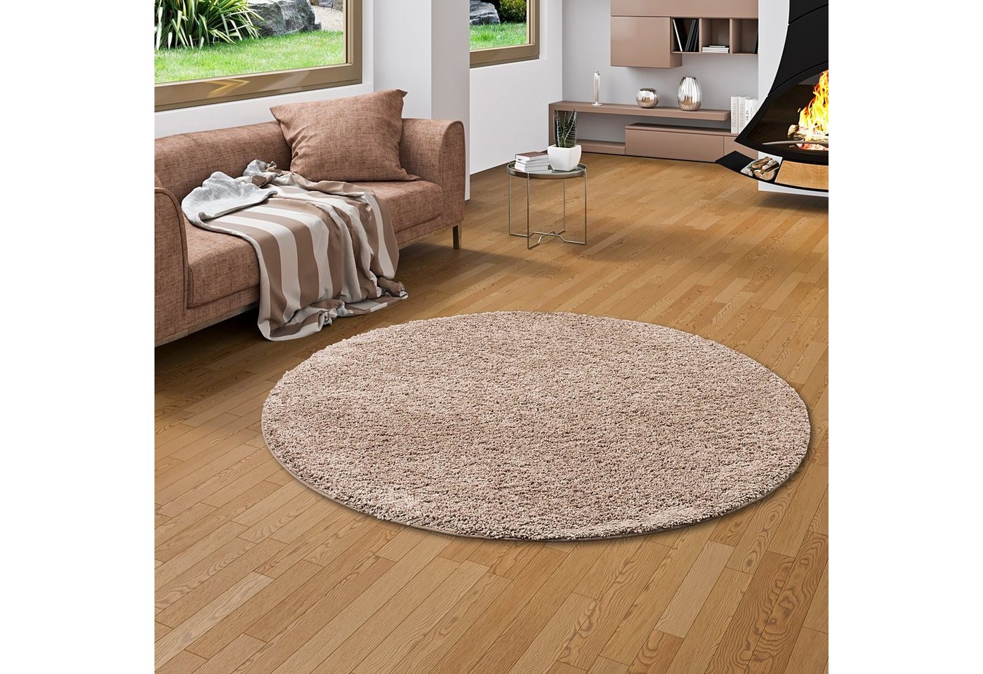 Hochflor-Teppich Luxus Hochflor Langflor Teppich Milano Rund, Snapstyle, Rund, Höhe: 43 mm von Snapstyle