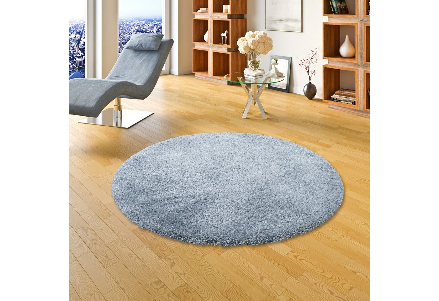 Hochflor-Teppich Luxus Hochflor Shaggy Teppich Dream Rund, Snapstyle, Rund, Höhe: 38 mm von Snapstyle