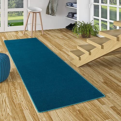 Hochflor Velours Läufer Teppich Luna Petrol in 9 Größen von Snapstyle