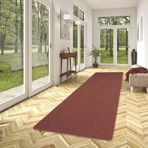 Hochwertiger Teppichläufer aus Flachgewebe in Rot - 100% Polypropylen, Robust, Strapazierfähig und Pflegeleicht, erhältlich in vielen Farben und Größen, Ideal für Wohnzimmer, Esszimmer und Flur von Snapstyle