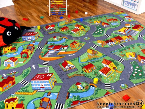 Snapstyle Kinder Spiel Teppich Little Village Grün in 24 Größen von Snapstyle