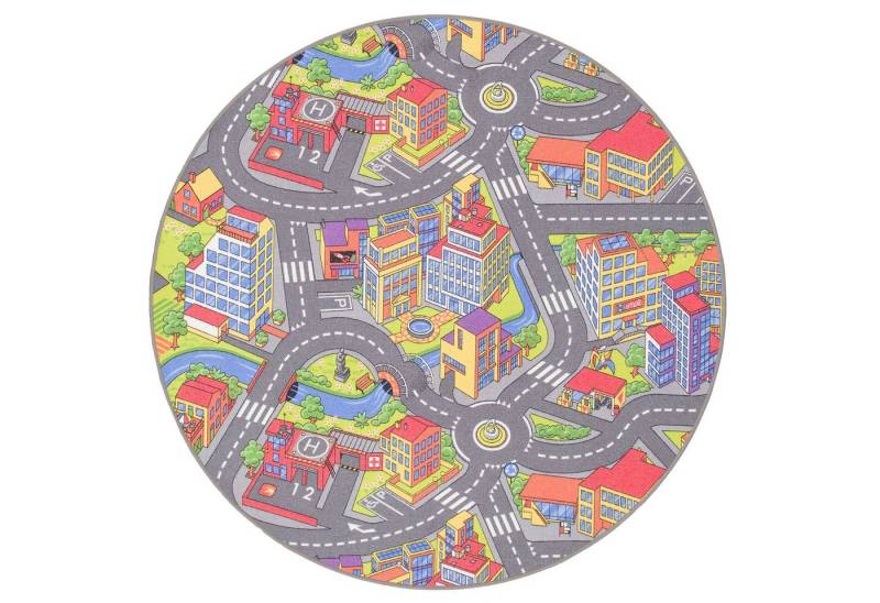 Snapstyle Kinderteppich Kinder Spiel Teppich Little Town 3D Rund, Rund, Höhe: 4 mm Snapstyle Kinderteppich Kinder Spiel Teppich Little Town 3D Rund, Rund, Höhe: 4 mm von Snapstyle