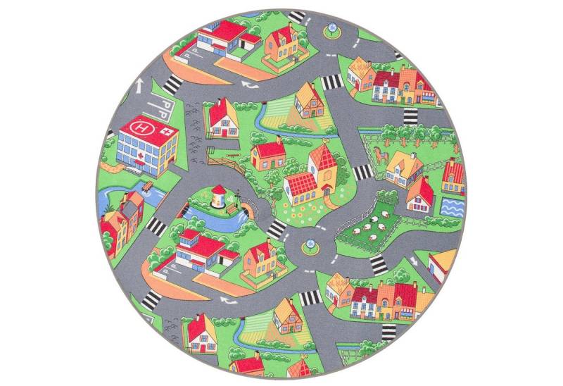 Snapstyle Kinderteppich Kinder Spiel Teppich Little Village Rund, Rund, Höhe: 4 mm von Snapstyle