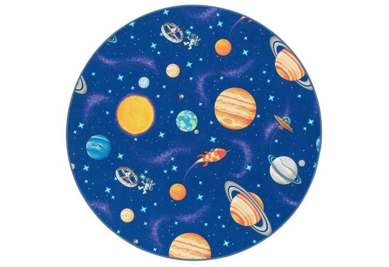 Snapstyle Kinderteppich Kinder Spiel Teppich Weltall Rund, Rund, Höhe: 4 mm von Snapstyle