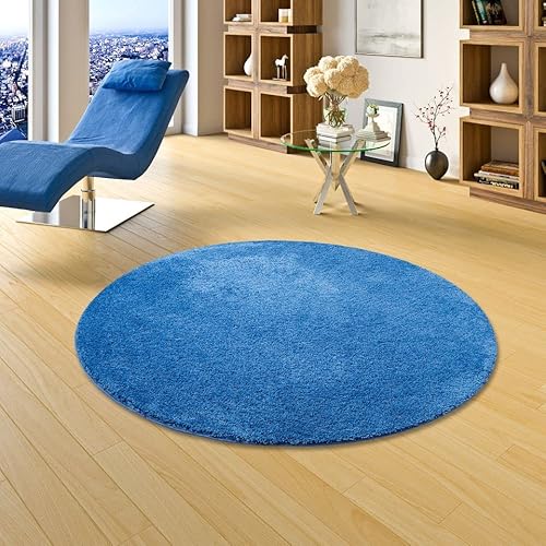 Palace Hochflor Shaggy Teppich Blau Rund in 7 Größen Palace Hochflor Shaggy Teppich Blau Rund in 7 Größen von Snapstyle