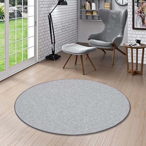 STRONG Feinschlingen Velour Teppich Silbergrau Rund in 7 Größen von Snapstyle