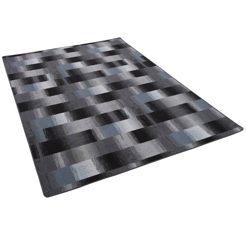 Snapstyle Designer Velour Teppich Mystic Karo Blau Grau 160x200cm von Snapstyle
