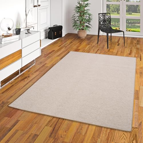 Snapstyle Feinschlinge Schlingenteppich Velours Teppich Modern Einfarbig, Größe:100x200 cm, Farbe:Beige von Snapstyle