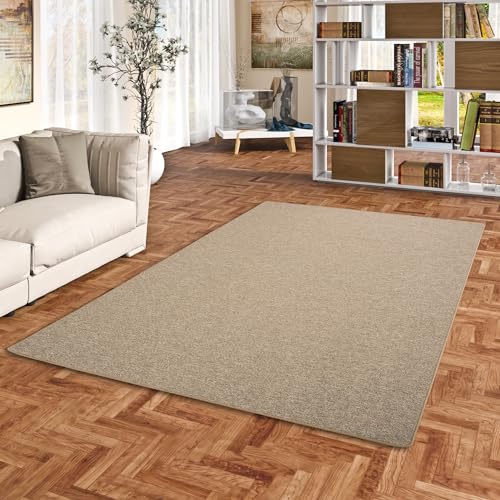 Snapstyle Feinschlinge Schlingenteppich Velours Teppich Modern Einfarbig, Größe:160x160 cm, Farbe:Nougat von Snapstyle