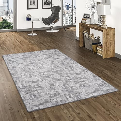 Snapstyle Feinschlinge Schlingenteppich Velours Teppich Modern Einfarbig, Größe:160x200 cm, Farbe:Hellgrau Trend von Snapstyle