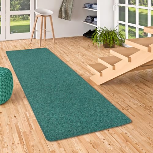 Feinschlingen Läufer Velour Teppich Strong Petrol in 9 Größen von Snapstyle